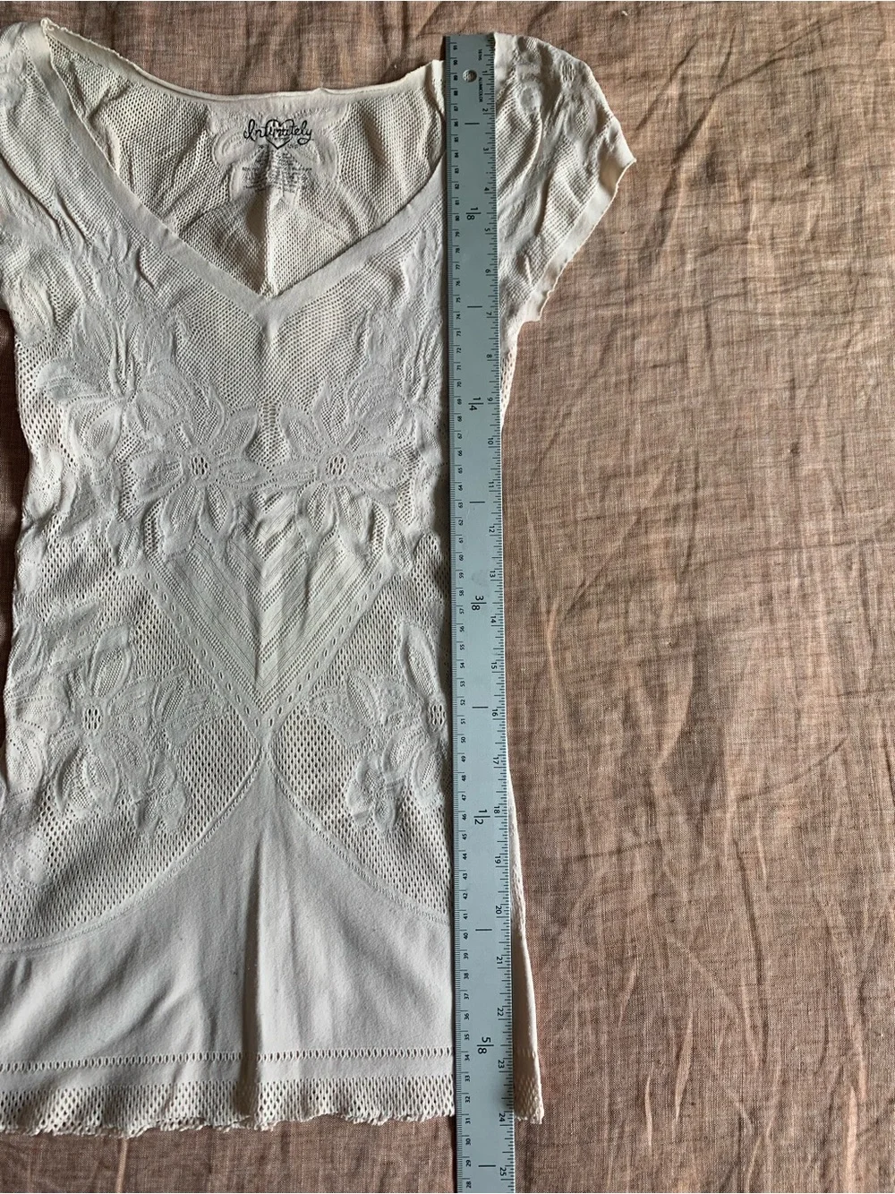 Light Pink Vintage Free People V-Neck Top - Picture 4 of 6